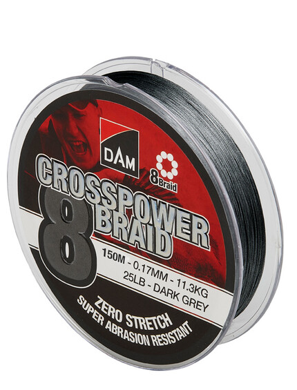 FIR TEXTIL CROSSPOWER 8X DARK GREY 015MM/9,0KG/150M