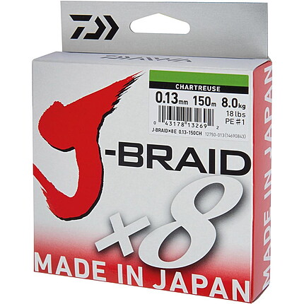 J-BRAID X8 CHARTREUSE 010MM/6,0KG/300M