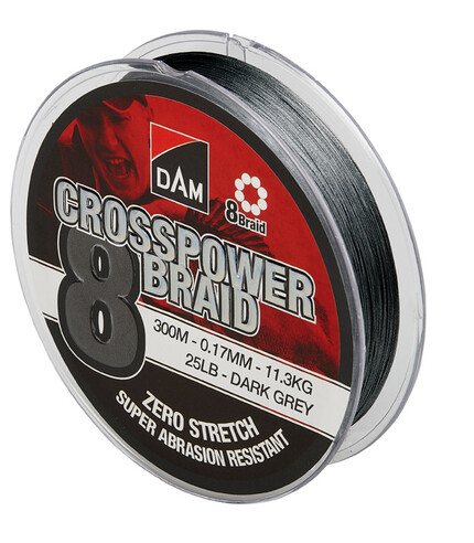 FIR TEXTIL CROSSPOWER 8X DARK GREY 017MM/11,3KG/300M