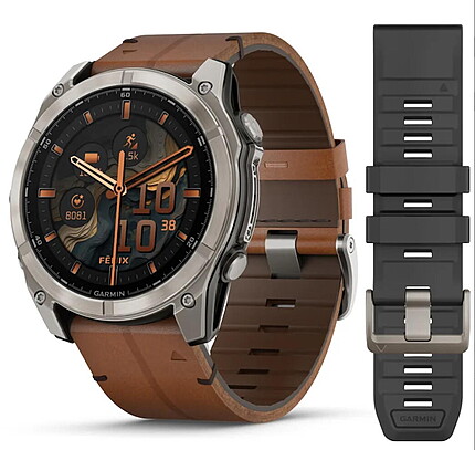 CEAS FENIX 8 AMOLED SAPPHIRE TITAN CUREA DIN PIELE BLACK/CHESTNUT 51MM EMEA